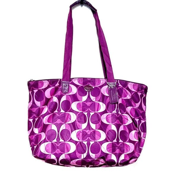 Coach Weekender Nylon Pink Purple Tote Bag Duffle - Picture 1 of 7